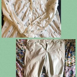 Mint Old Navy Jeans and Cactus Button Down Bundle